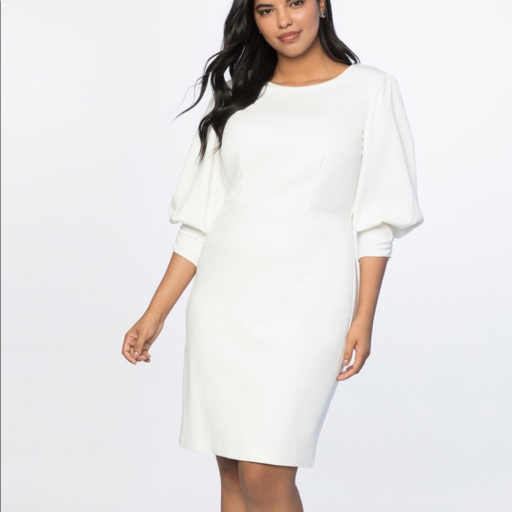 Eloquii size 14 white puff sleeve dress